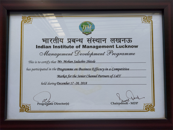 Sahydri Enterprises, certificate